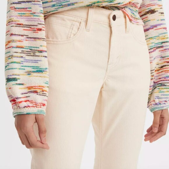 Levis Middy Ankle Bootcut Corduroy Jeans Pants Cream Casual Neutral Size 24 - Picture 2 of 14
